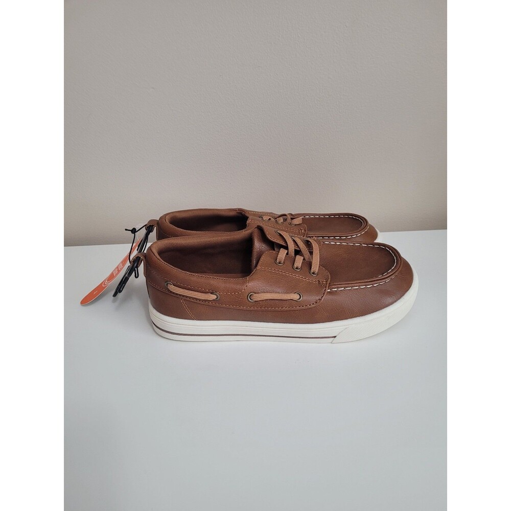 NEW Wonder Nation Casual Slip On Boat Shoe Brown Boys Size 4